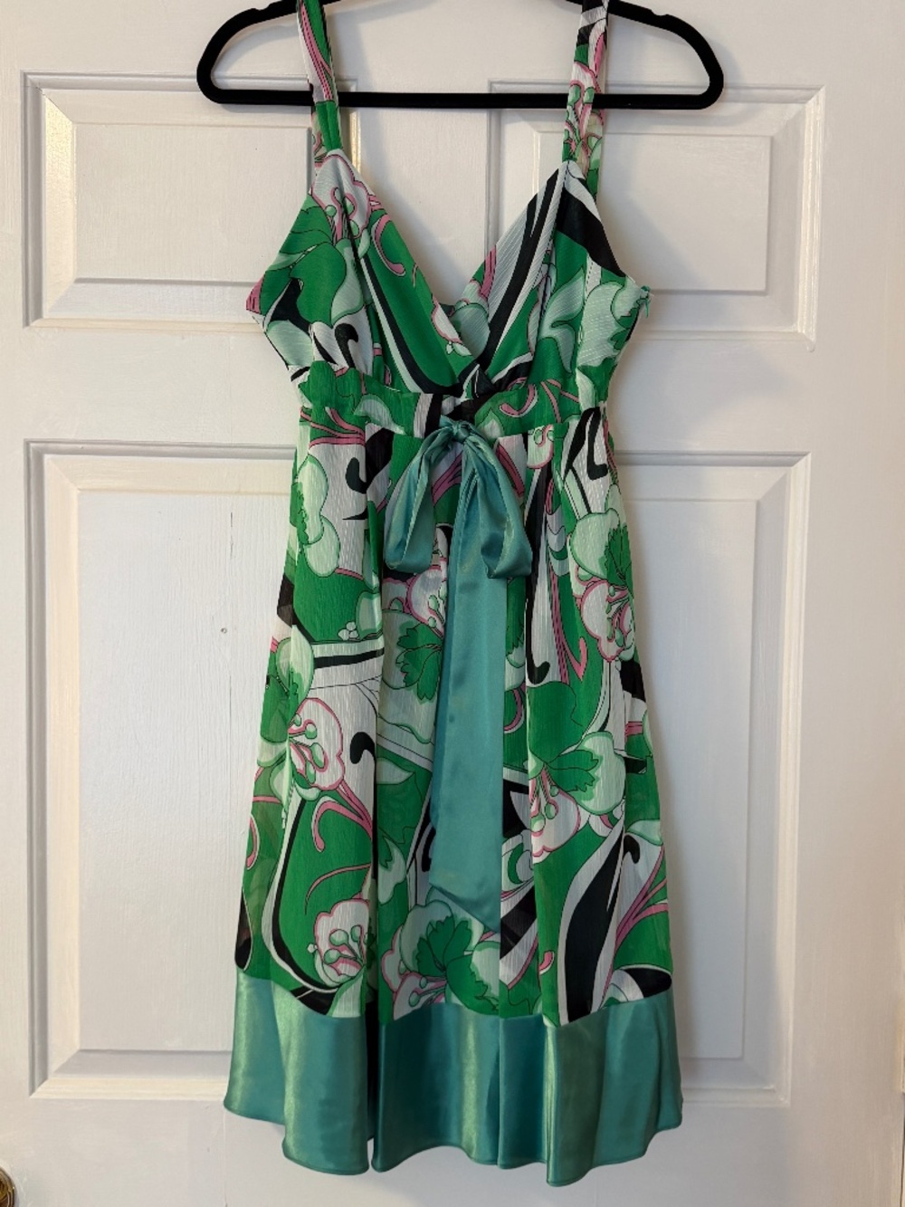 Vintage Style Maria Bonita Sleeveless Mini Dress Y2K Women's Large Green Pink.
